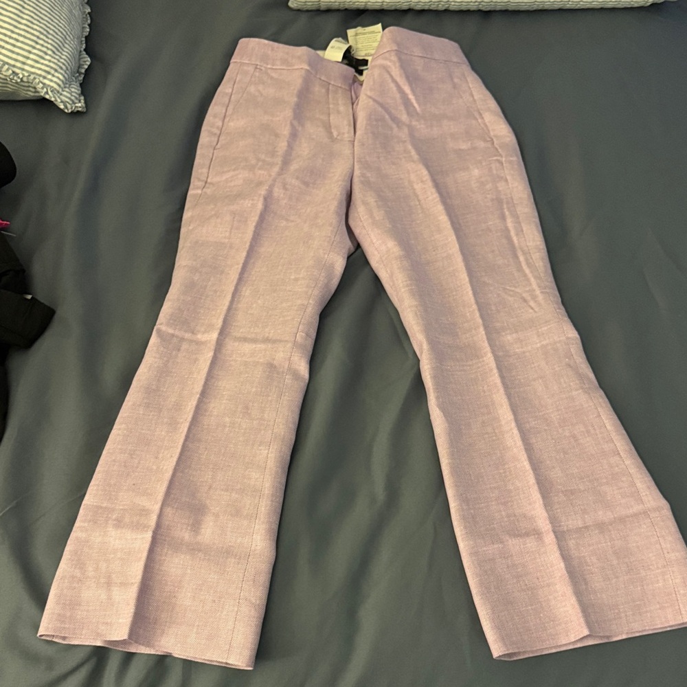 J. Crew Linen Pink/Lavender Flared Pants